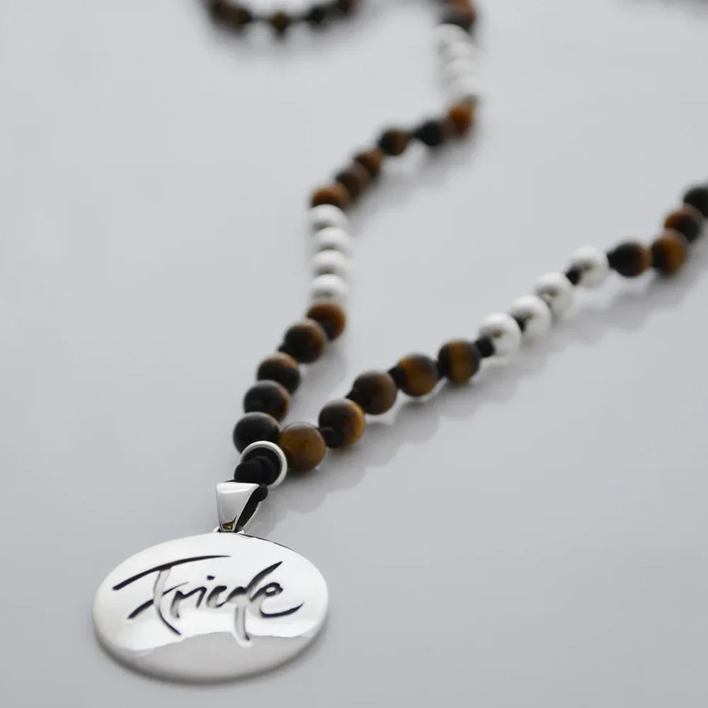 Handgemachte Tigerauge-Mala „Friede“ – Original von Sign by Jwala®, limitiertes Einzelstück, hochwertige Edelstein-Kette für Achtsamkeit, Wohlbefinden und Selbstvertrauen