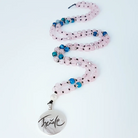 Luxus Mala „Herzöffnend“ Rosenquarz & blauer Achat – Sign by Jwala®, exklusive Meditationskette, liebevoll gefertigt, Premium-Qualität für Freude und innere Ausstrahlung