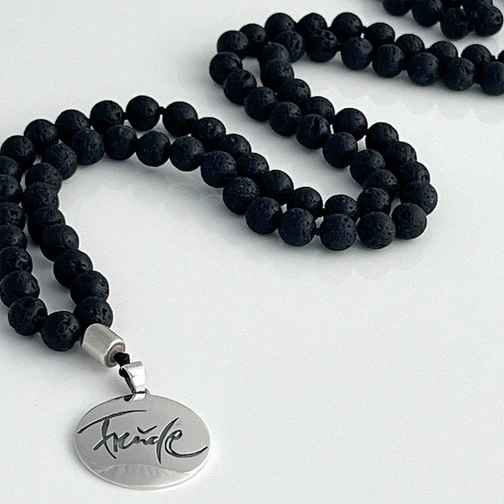 Exklusive Freude-MännerMala Lavastein – handgefertigte Meditationskette, Original von Sign by Jwala®, Limited Edition, hochwertiger Edelsteinschmuck für Energie und Ausgeglichenheit