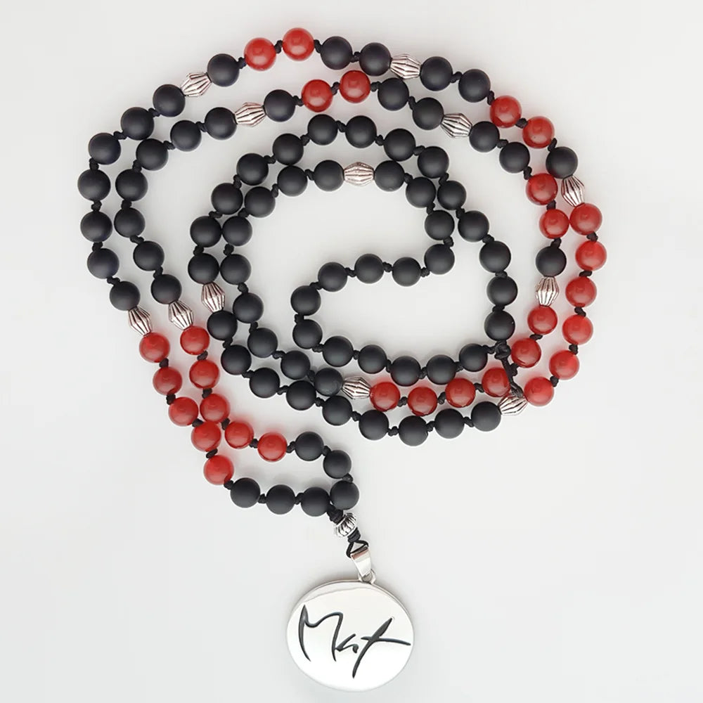Premium Mala „Mut“ aus Achat, Labradorit und Jade – Sign by Jwala®, edle Handarbeit, Unikat, exklusives Schmuckstück für Motivation, Energie und spirituelle Entwicklung