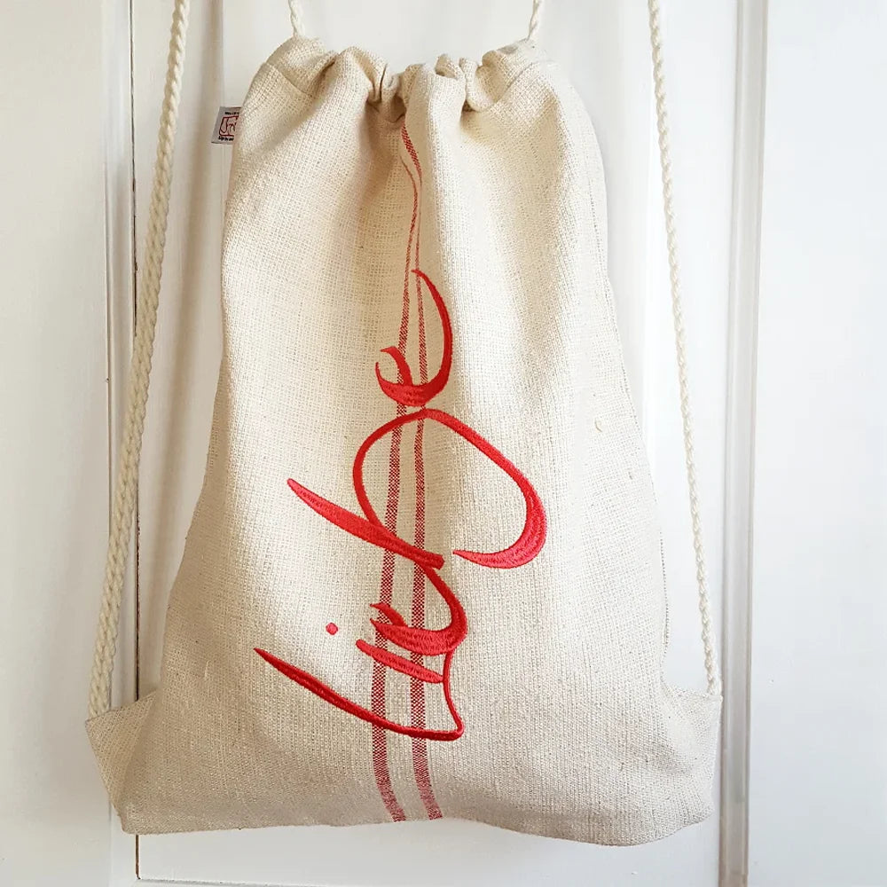Exklusiver Bauernleinen Rucksack „Liebe“ – handgemachter Backpack, Original von Sign by Jwala®, Limited Edition, stylischer und leichter Begleiter für Alltag und Abenteuer