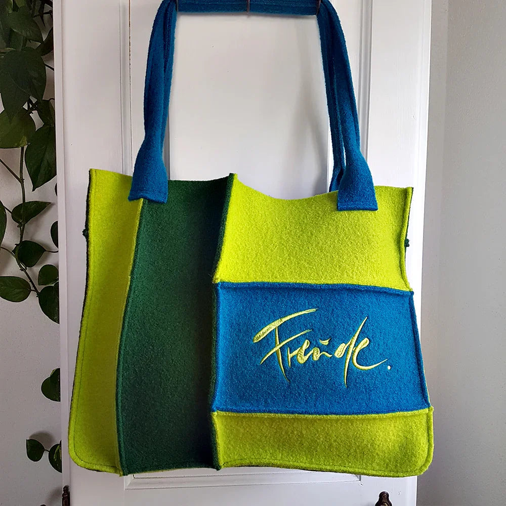 Exklusiver Yoga-Shopper „Freude“ – handgemachte Tragetasche, Original von Sign by Jwala®, Limited Edition, hochwertiges Unikat für Yoga, Alltag und Freizeit