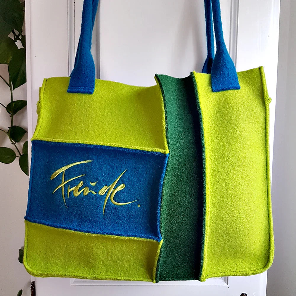 Exklusiver Yoga-Shopper „Freude“ – handgefertigte Tasche, Original von Sign by Jwala®, Limited Edition, farbenfrohes Unikat für Yoga, Alltag und stilvolles Shopping