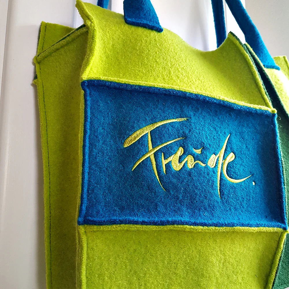 Premium Yoga-Shopper „Freude“ – Sign by Jwala®, edle Handarbeit, Unikat, farbenfrohe Tragetasche für Yogamatte, Freizeit und bewussten Lebensstil