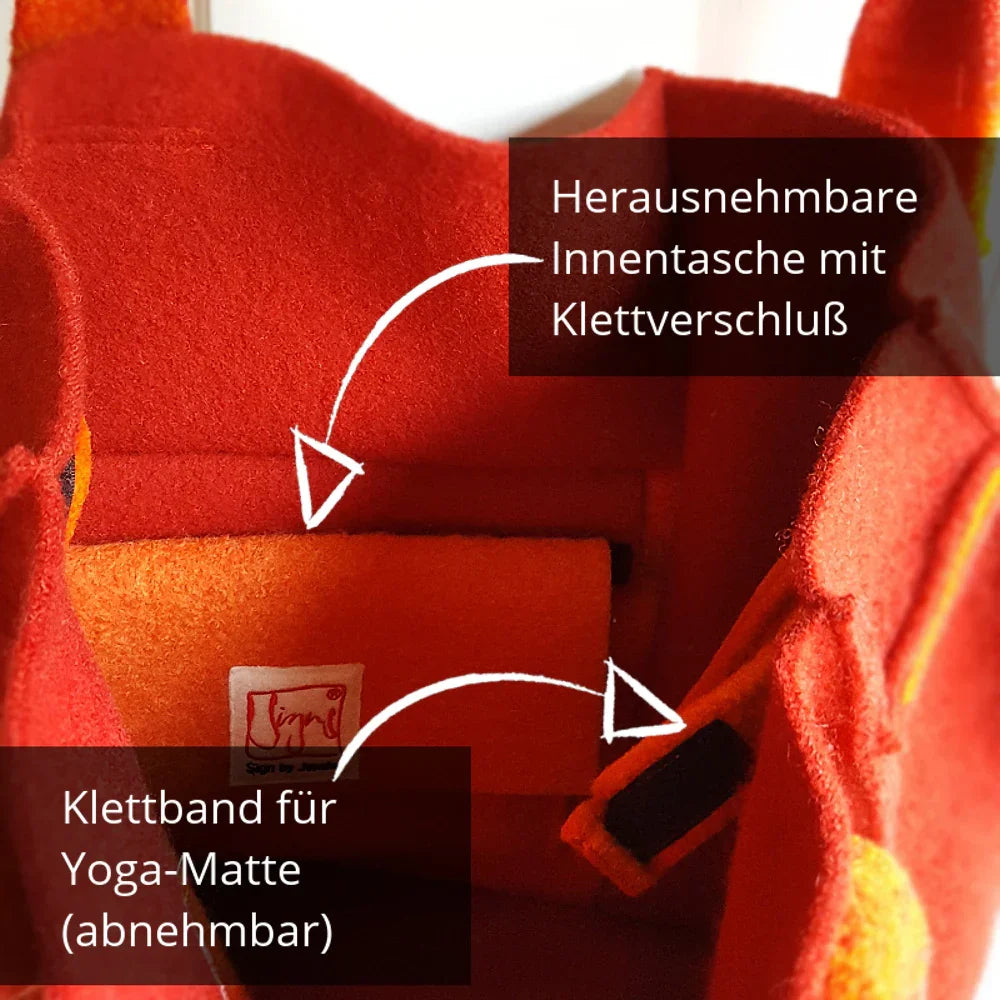 Original Yoga-Shopper „Freude“ – SignShop.Tirol, einzigartige Tasche, handgemacht, farbenfrohes Accessoire für Yoga-Liebhaber*innen, Freizeit und Individualität