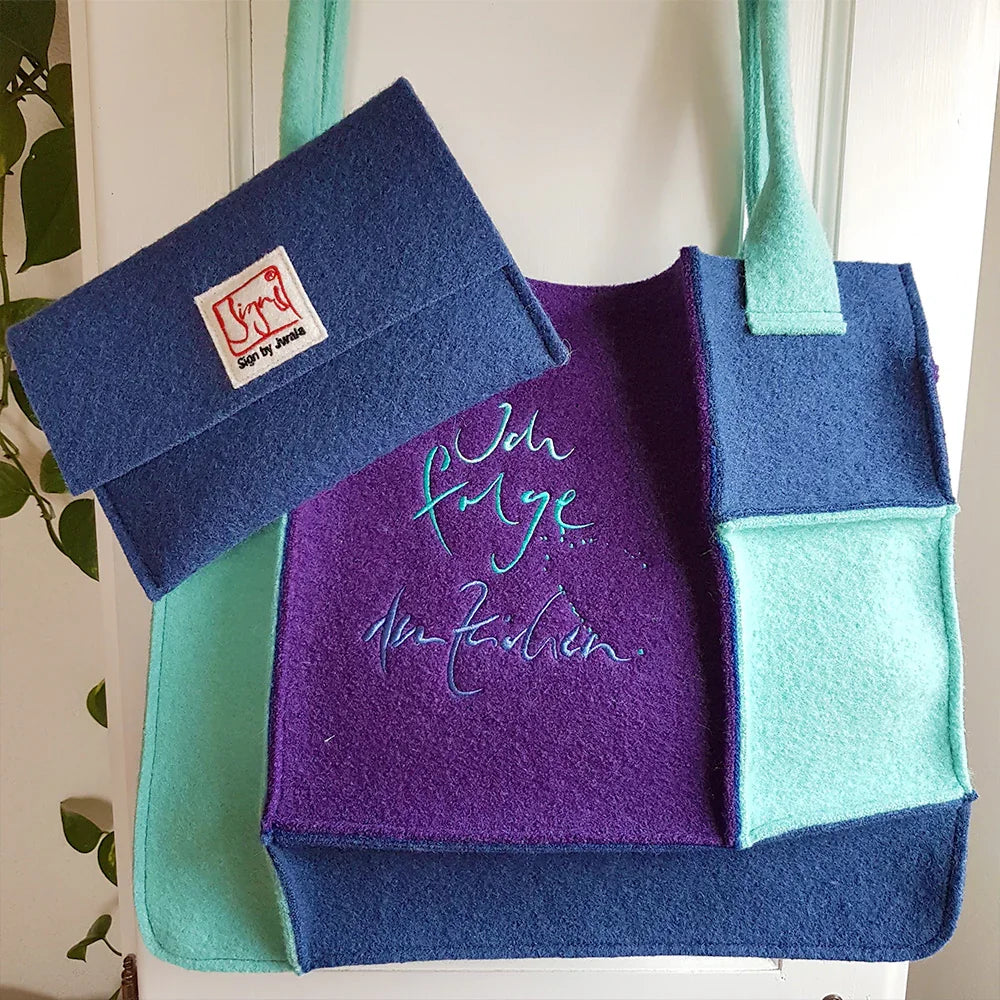Handgemachter Yoga-Shopper „Ich folge den Zeichen“ – Original von Sign by Jwala®, limitiertes Einzelstück, modische Tasche für Inspiration, Lebensfreude und besondere Momente