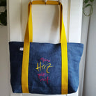Exklusiver Shopper „Mein Herz geht auf“ aus Bauernleinen – handgemachte Strandtasche, Original von Sign by Jwala®, Limited Edition, nachhaltige Beach Bag für Sommer und Urlaub