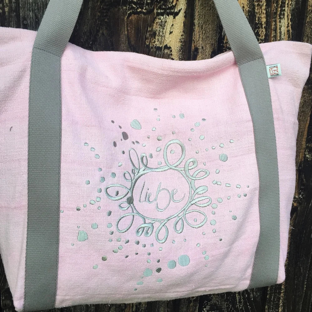Original Bauernleinen Shopper „Mein Herz geht auf“ – SignShop.Tirol, einzigartige Tasche, handgemacht, große Beach Bag für Freizeit, Individualität und Lebensfreude