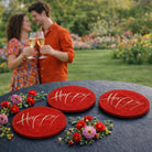 Premium Glasuntersetzer rot mit Happy Sign – stilvoller Tischschutz, jetzt sicher im SignShop Tirol erwerben