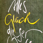 Handgefertigte Leinwand „Haussegen Alles Glück dieser Welt“ – Originaldruck und Fingerzeige Karte von Sign by Jwala®, inspirierende Wanddekoration, limitiertes Kunstwerk