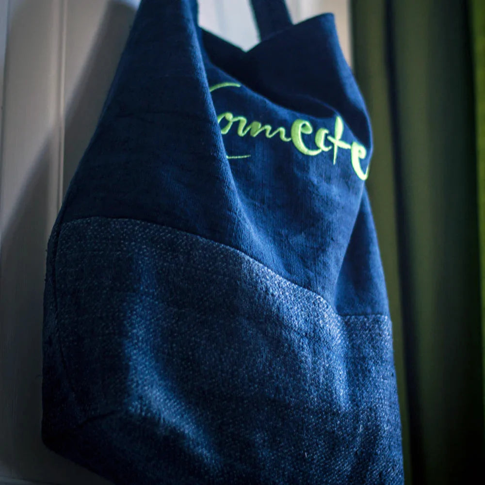 Handgemachter Shopper „Connected“ Bauernleinen – Original von Sign by Jwala®, limitiertes Einzelstück, modische Tragetasche mit Vintage-Charme für Reisen und Freizeit