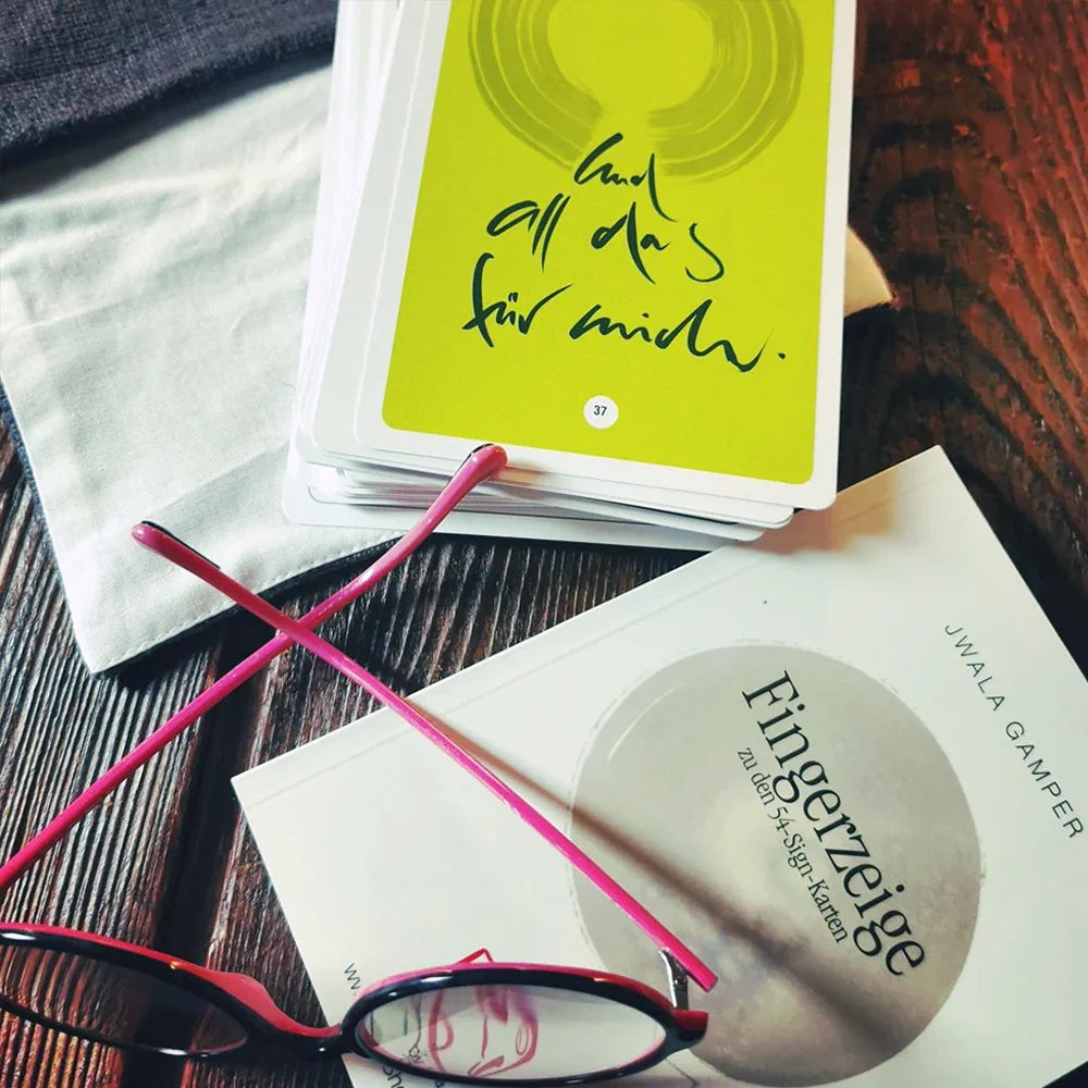 Anthrazit Fingerzeige SignKarten-Set aus Bauernleinen – hochwertige Impulskarten, jetzt sicher im SignShop Tirol erwerben