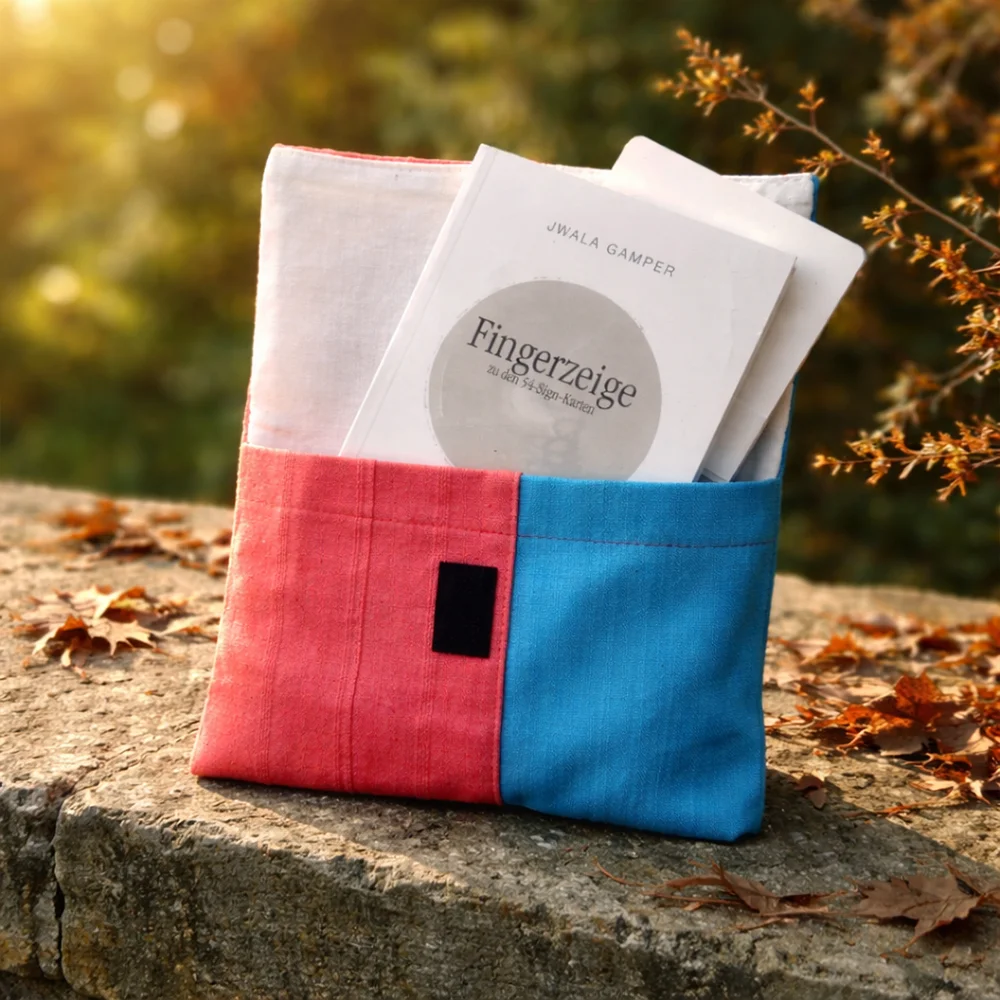 Handgemachtes Karten-Set Fingerzeige Orange – Bauernleinen Edition sicher im SignShop Tirol bestellen