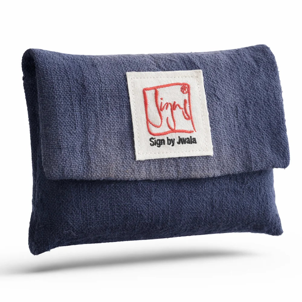 Handgefärbtes SignKarten-Set „Fingerzeige“ in Bauernleinen-Tasche Blau/Batik und Rot – limitierte Edition, sichere Bestellung im SignShop Tirol