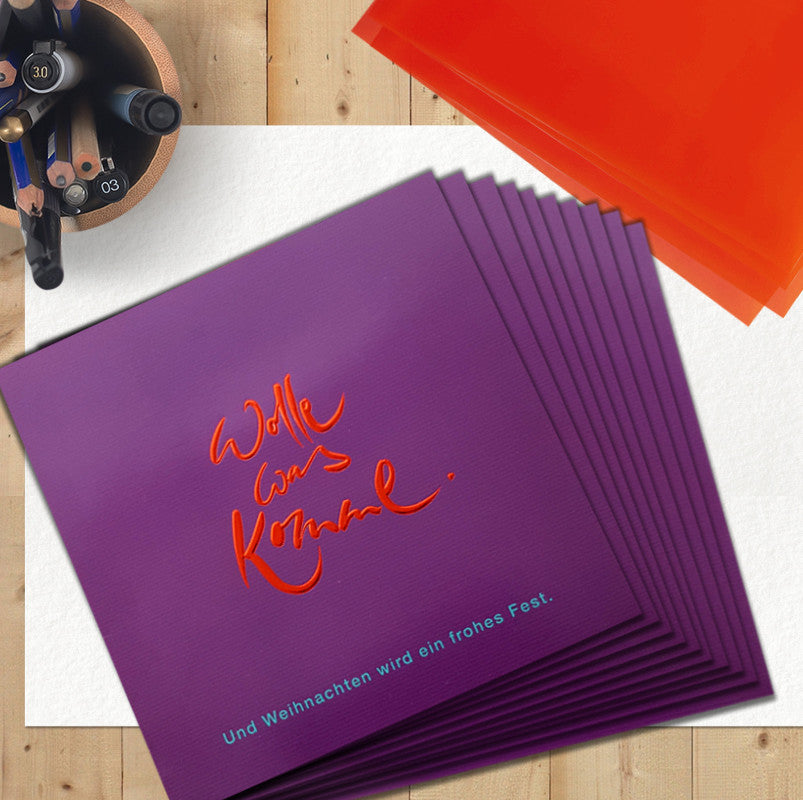 10 Klappkarten "Wolle, was komme"