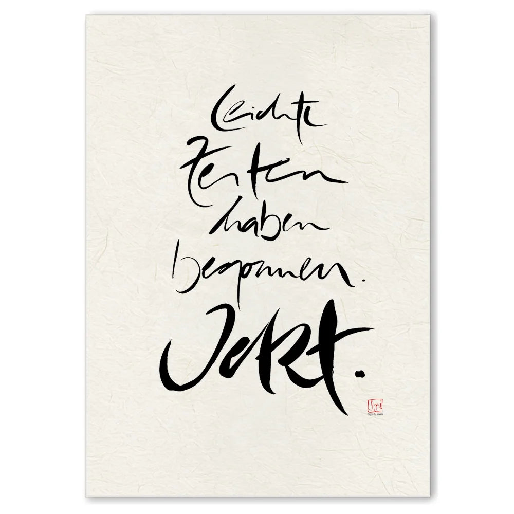 Inspirierendes Leinwandbild „Leichte Zeiten haben begonnen. Jetzt“ – Sign by Jwala® Original, Limited Edition, hochwertige Kunst aus Tirol, Motivation für positive Veränderungen