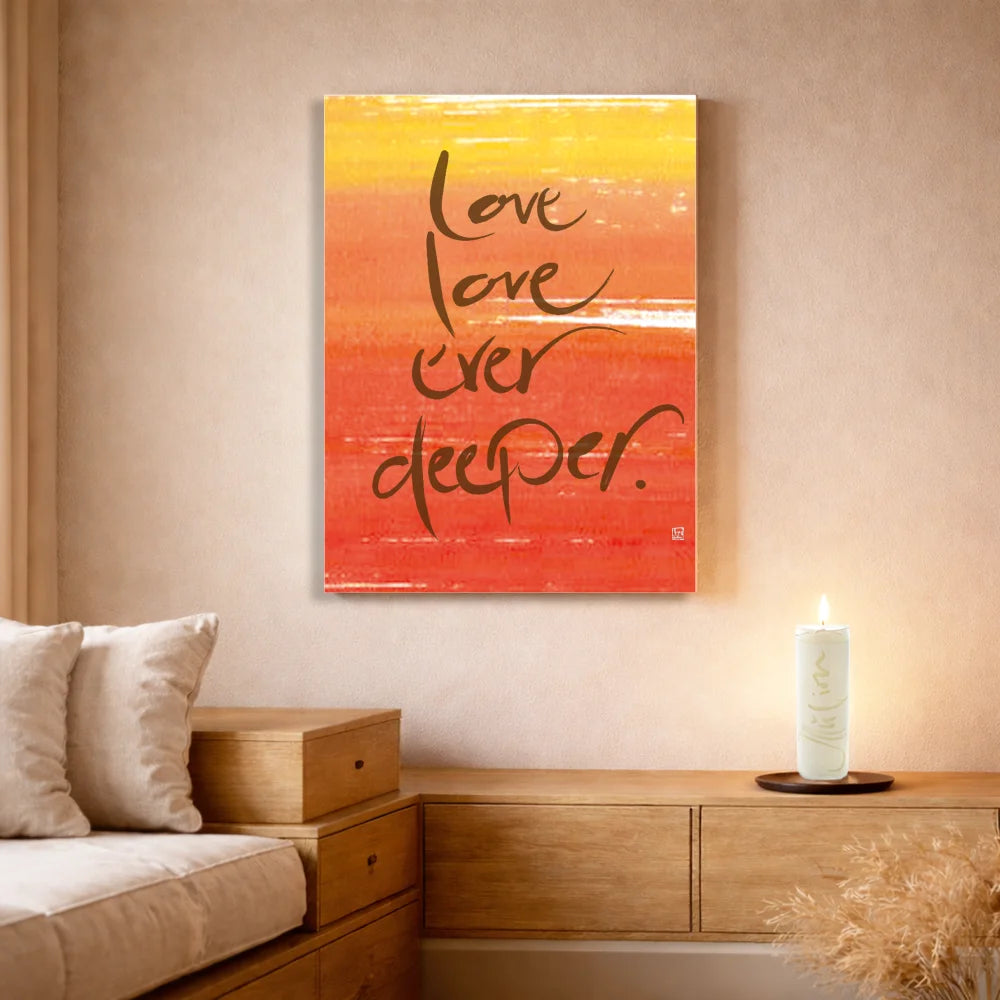 Leinwand Love love ever deeper – Englisches Wandbild mit spiritueller Bedeutung für Paare | SignShop Tirol
