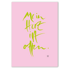 Inspirierende Leinwand „Mein Herz ist offen.“ – Sign by Jwala® Original, Limited Edition, hochwertige Kunst aus Tirol, Fingerzeige Karte als Impuls für Achtsamkeit und Verbundenheit