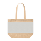 Nachhaltige Strandtasche aus Jute mit hellem, grauem Canvas-Einsatz