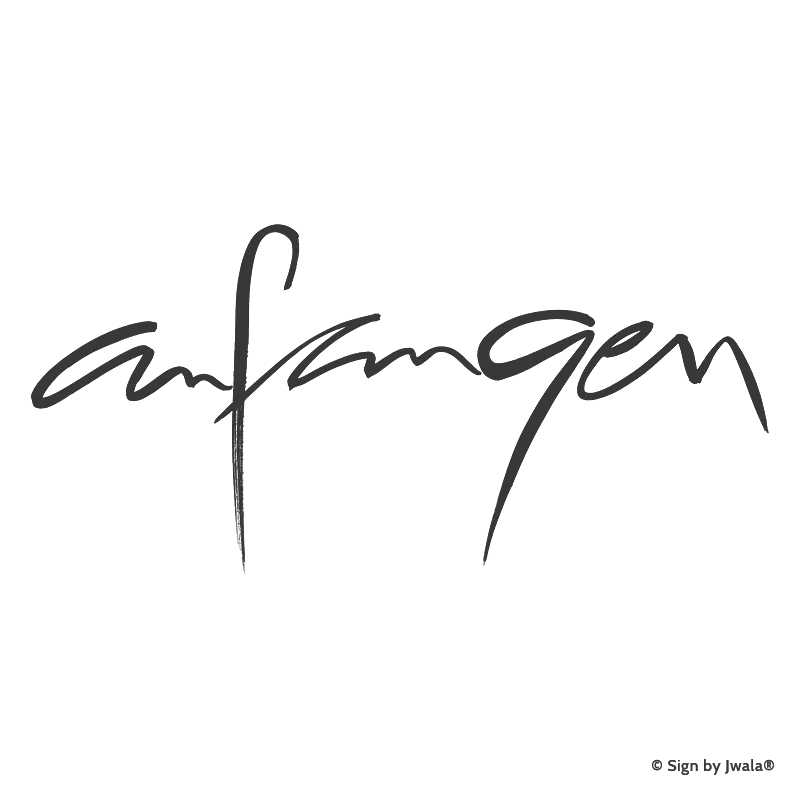 Die Botschaft „anfangen“ wird auf Kissen, Kerzen, Karten, Orakelkarten, Wanddekoration, Sitzpolster, Malas und Gläsern aus dem SignShop Tirol angebracht und entfaltet dort ihre spirituelle Wirkung. Mit SignShop Tirol Logo und Copyright von Jwala®.