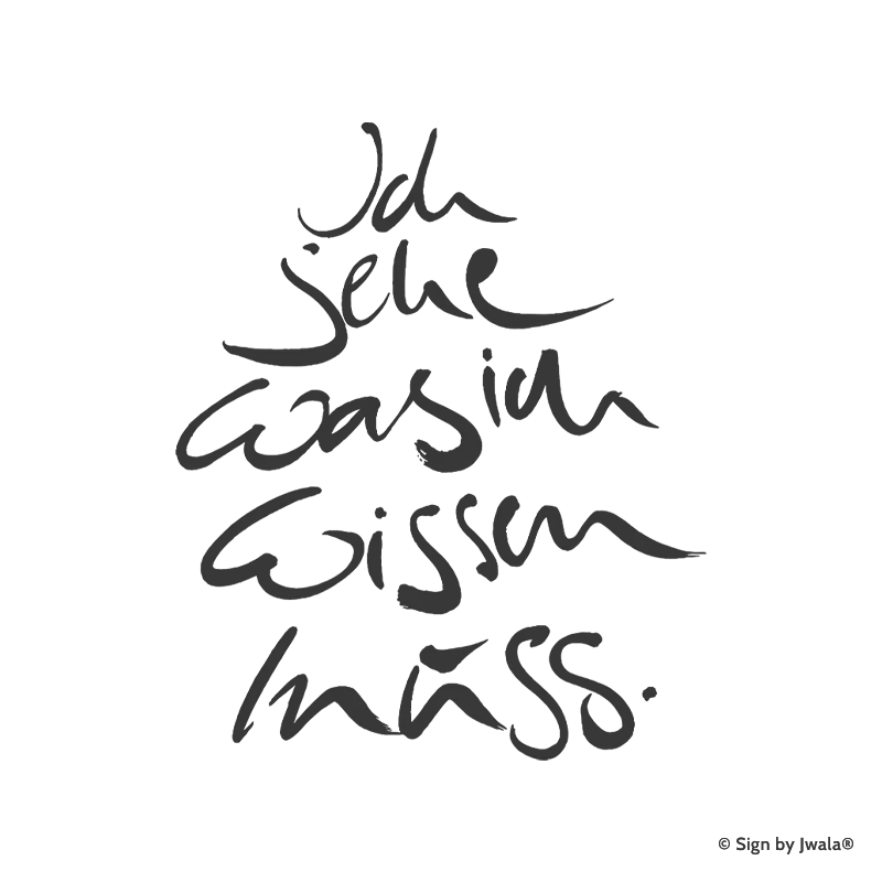 Die Botschaft „Ich sehe was ich wissen muss“ wird auf Kissen, Kerzen, Karten, Orakelkarten, Wanddekoration, Sitzkissen, Malas mit Halbedelsteinen und Gläsern aus dem Onlineshop SignShop Tirol angebracht und entfaltet dort ihre spirituelle Wirkung. Mit SignShop Tirol Logo und Copyright von Jwala®.