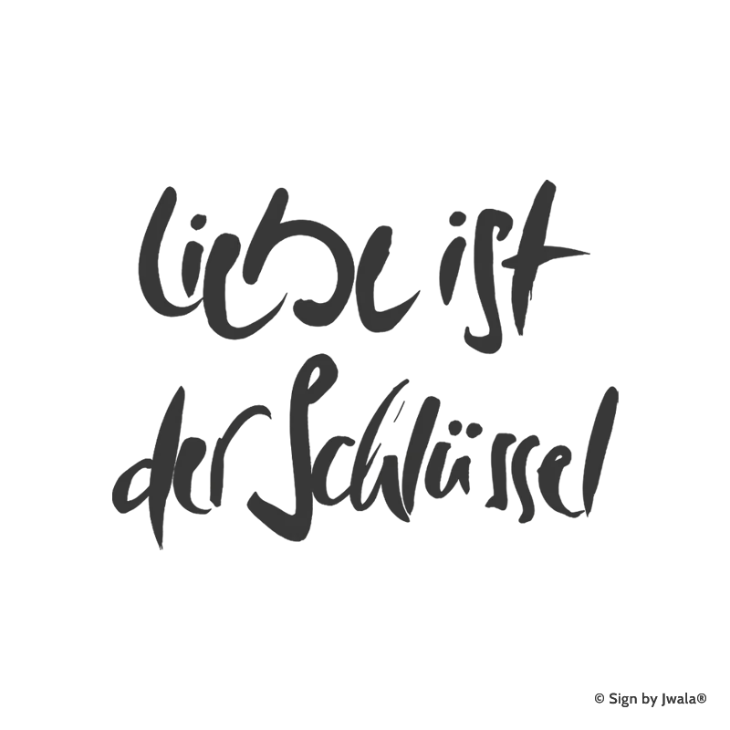 Die Botschaft „Liebe ist der Schlüssel“ wird auf Kissen, Kerzen mit Botschaft, Grußkarten, Impulskarten, Wanddeko, Taschen, Sitzkissen, Malas mit Halbedelsteinen und Riedel Gläsern aus dem Onlineshop SignShop Tirol angebracht und entfaltet dort ihre spirituelle Wirkung. Mit SignShop Tirol Logo und Copyright von Jwala®.
