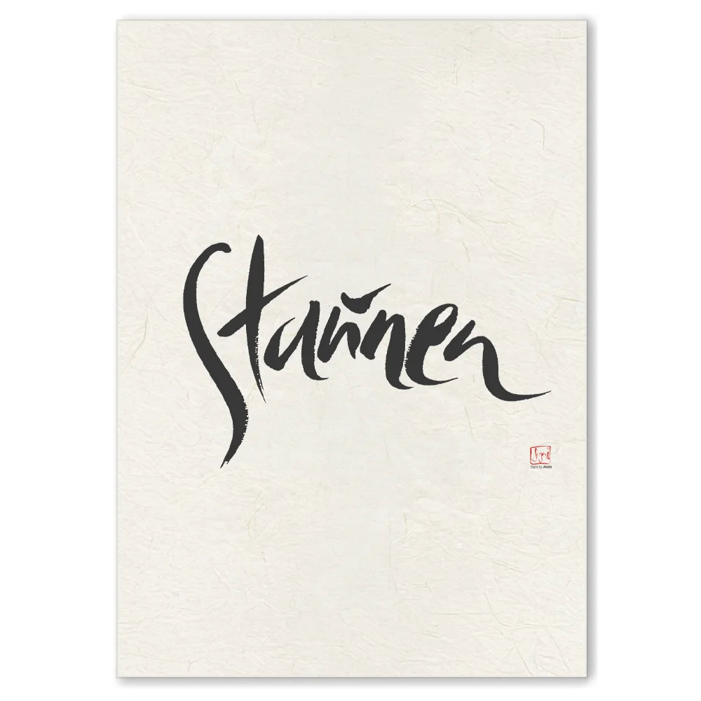 Premium Wandbild „Staunen“ – Sign by Jwala® Originaldruck, hochwertige Leinwand, spirituelle Kunst, Unikat aus Tirol, exklusives Wohnaccessoire