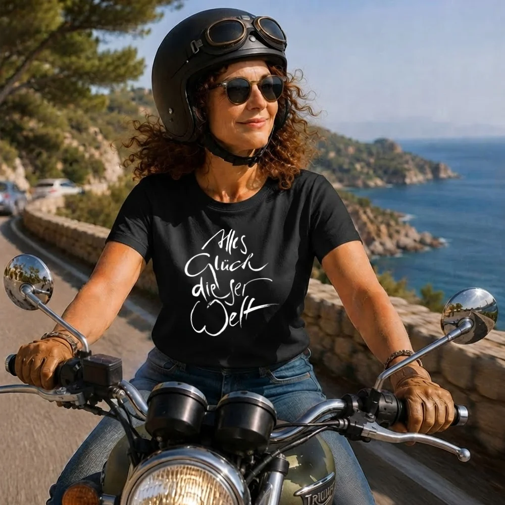 Schwarzes Damen T-Shirt von Stanley/Stella aus bis zu 100 % gekämmter Bio-Baumwolle mit spiritueller Botschaft