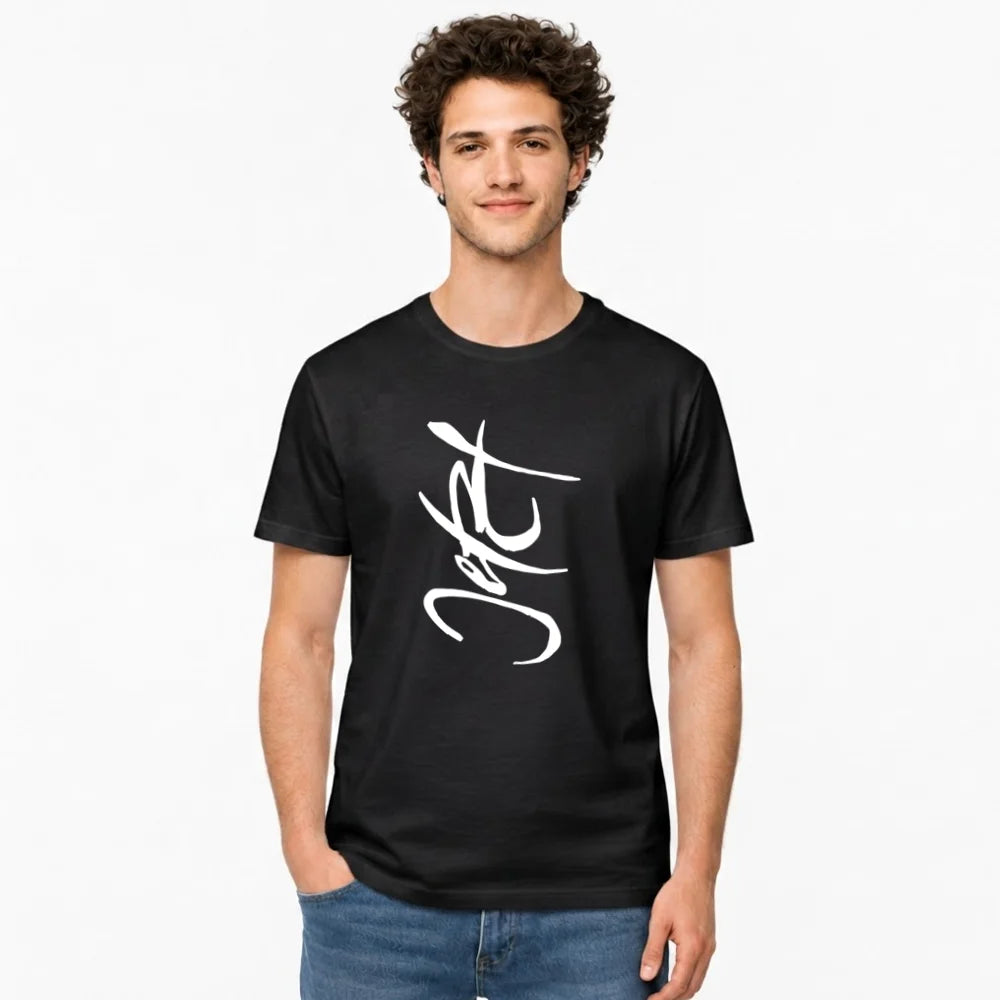 Spirituelles Herren T-Shirt in Schwarz mit hochwertigem DIN A3 Druck, persönlichem Sign und Bio-Baumwolle