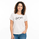 Organic Damen Bio T-Shirt in Weiß mit spiritueller Botschaft, nachhaltig und liebevoll gefertigt