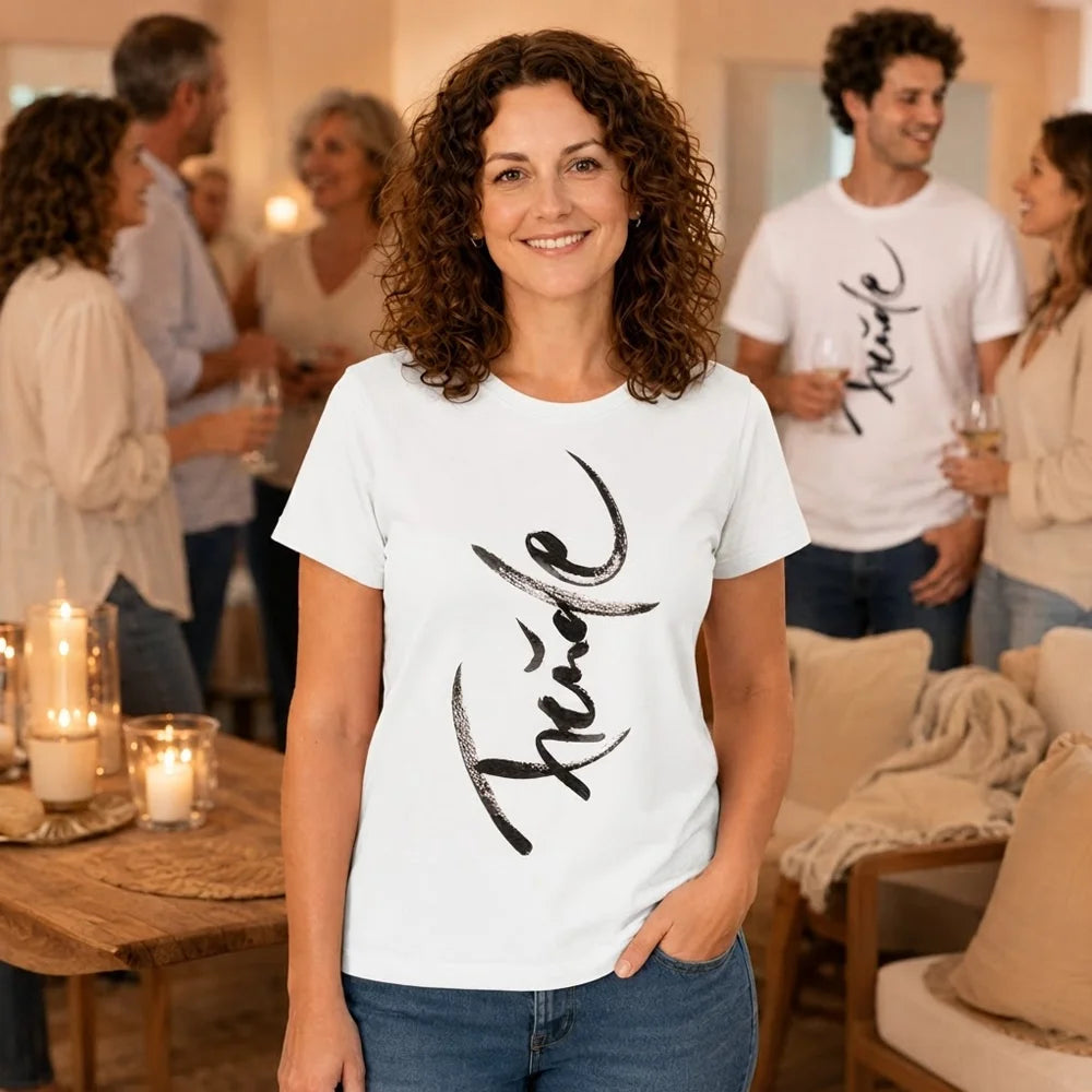 Damen Bio T-Shirt in Weiß, spirituelles Shirt mit inspirierender Botschaft und hochwertiger Qualität