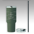 Grüner XXL Edelstahlbecher 1200ml mit hochwertiger Rundumgravur und Sign by Jwala  „Wir halten das Licht“