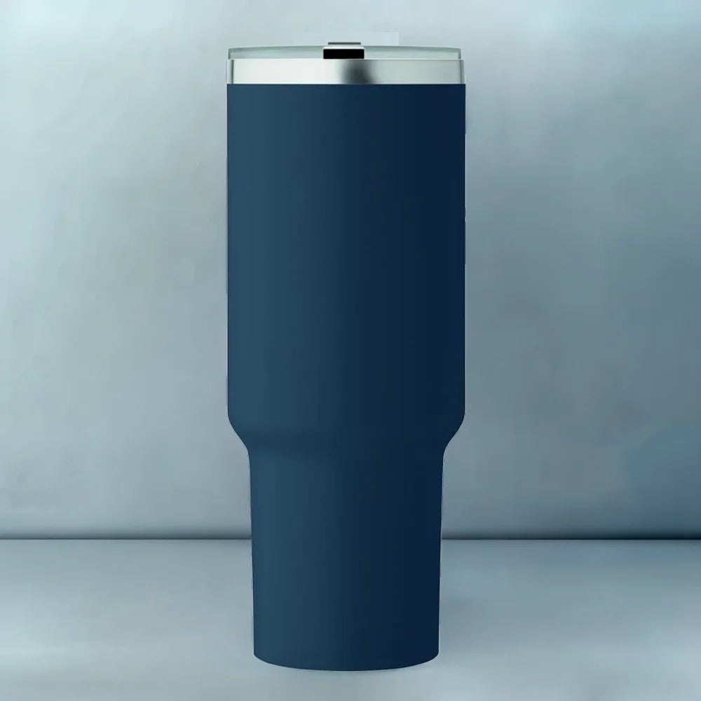 Vakuumisolierter XXL Edelstahlbecher mit Griff in Blau 1200ml für personalisierte Gravur mit Signs by Jwala