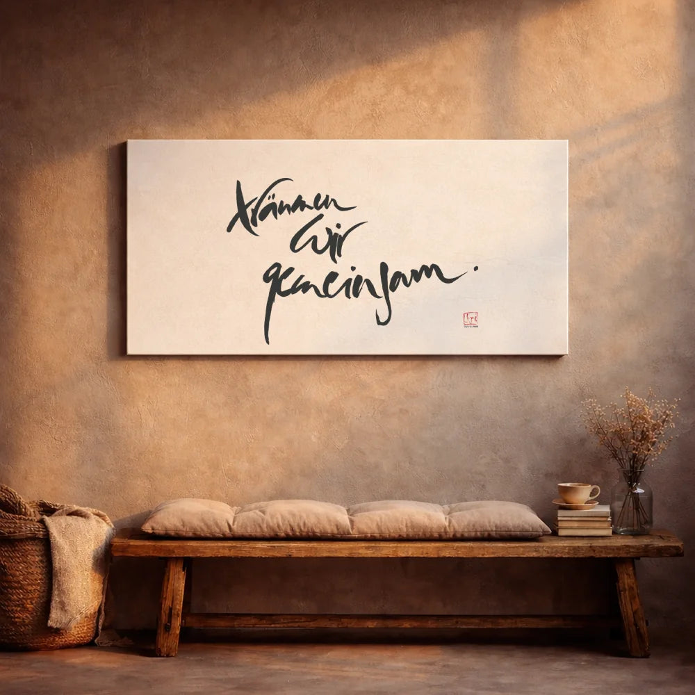 Handgemachtes Leinwandbild „Träumen wir gemeinsam.“ – Originaldruck, Sign by Jwala®, inspirierende Wanddekoration, limitiertes Kunstwerk, wertvolles Geschenk für Zusammenhalt
