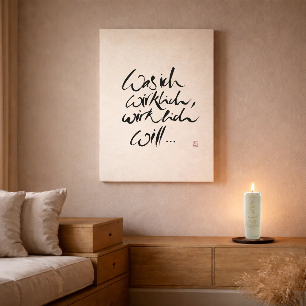 Handgemachtes Leinwandbild „Was ich wirklich, wirklich will…“ – Originaldruck, Sign by Jwala®, inspirierende Wanddekoration, limitiertes Kunstwerk, wertvolles Geschenk für Klarheit