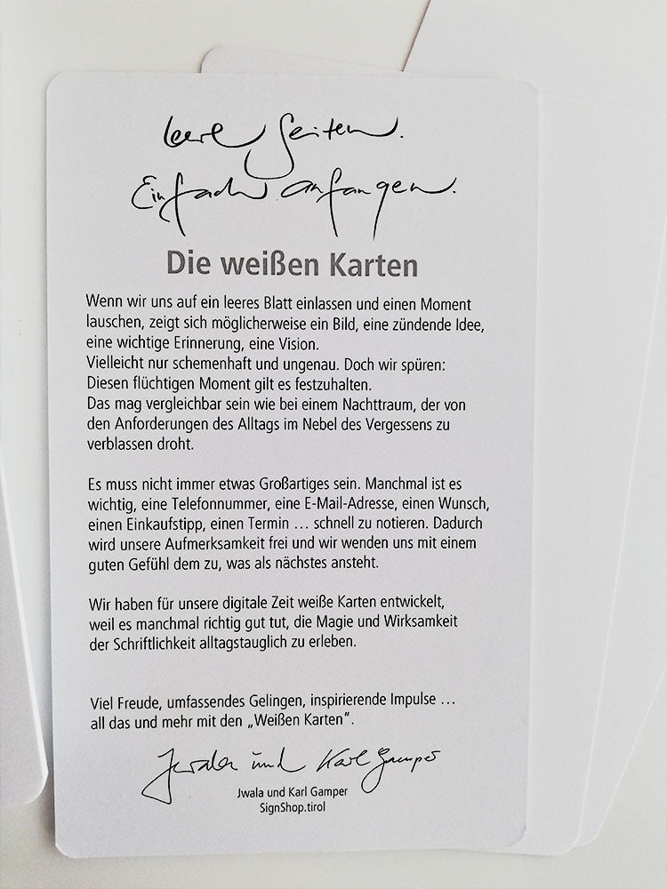 Die Weißen Karten (Nachfüllpack)