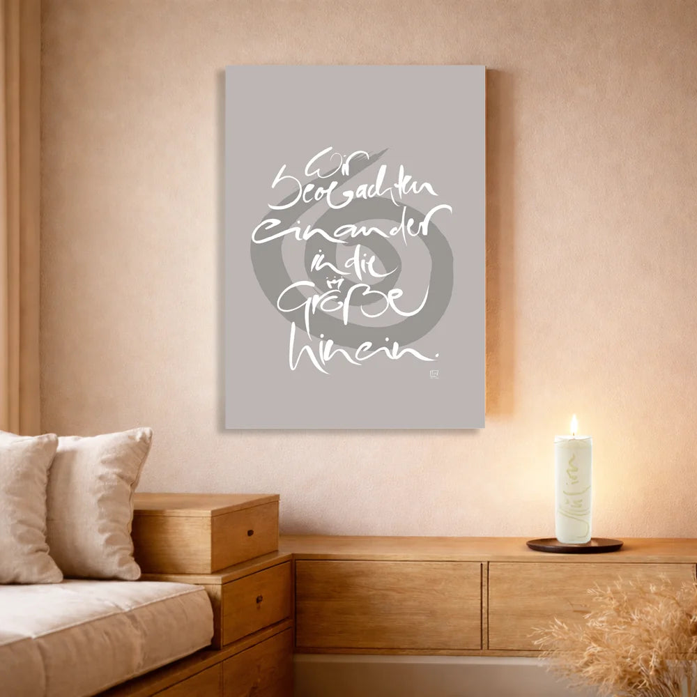Exklusive Leinwand für Paare „Wir beobachten einander in die Größe hinein“ mit WIR Karte – Originaldruck von Sign by Jwala®, handgefertigte Wandkunst, Limited Edition, einzigartiges Geschenk für Beziehung und Wachstum
