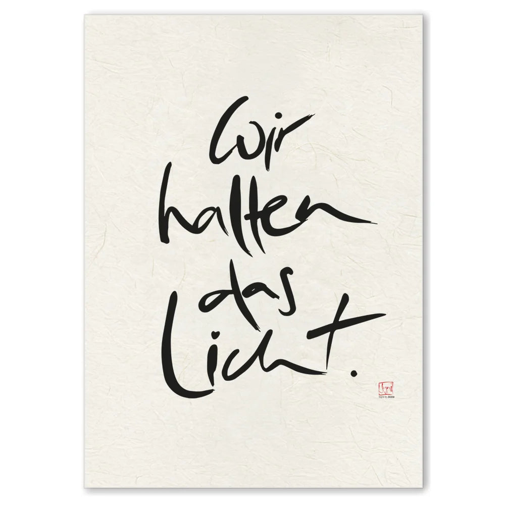 Premium Wandbild „Wir halten das Licht“ – Sign by Jwala® Originaldruck, hochwertige Leinwand, spirituelle Kunst, Unikat aus Tirol, exklusives Wohnaccessoire