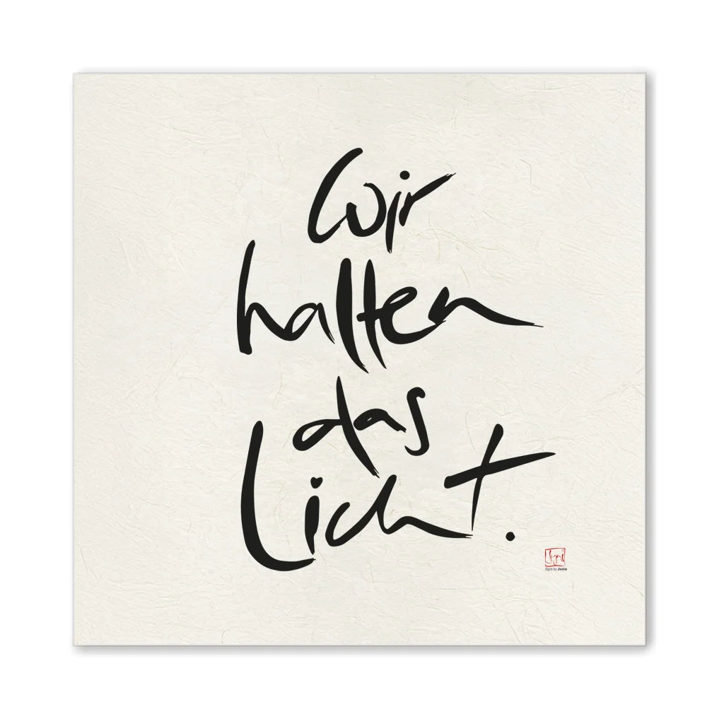 Luxus Leinwanddruck „Wir halten das Licht“ – Sign by Jwala®, exklusive Deko, liebevoll gefertigt, Einzelstück aus Tirol, Premium-Kunst für Geborgenheit