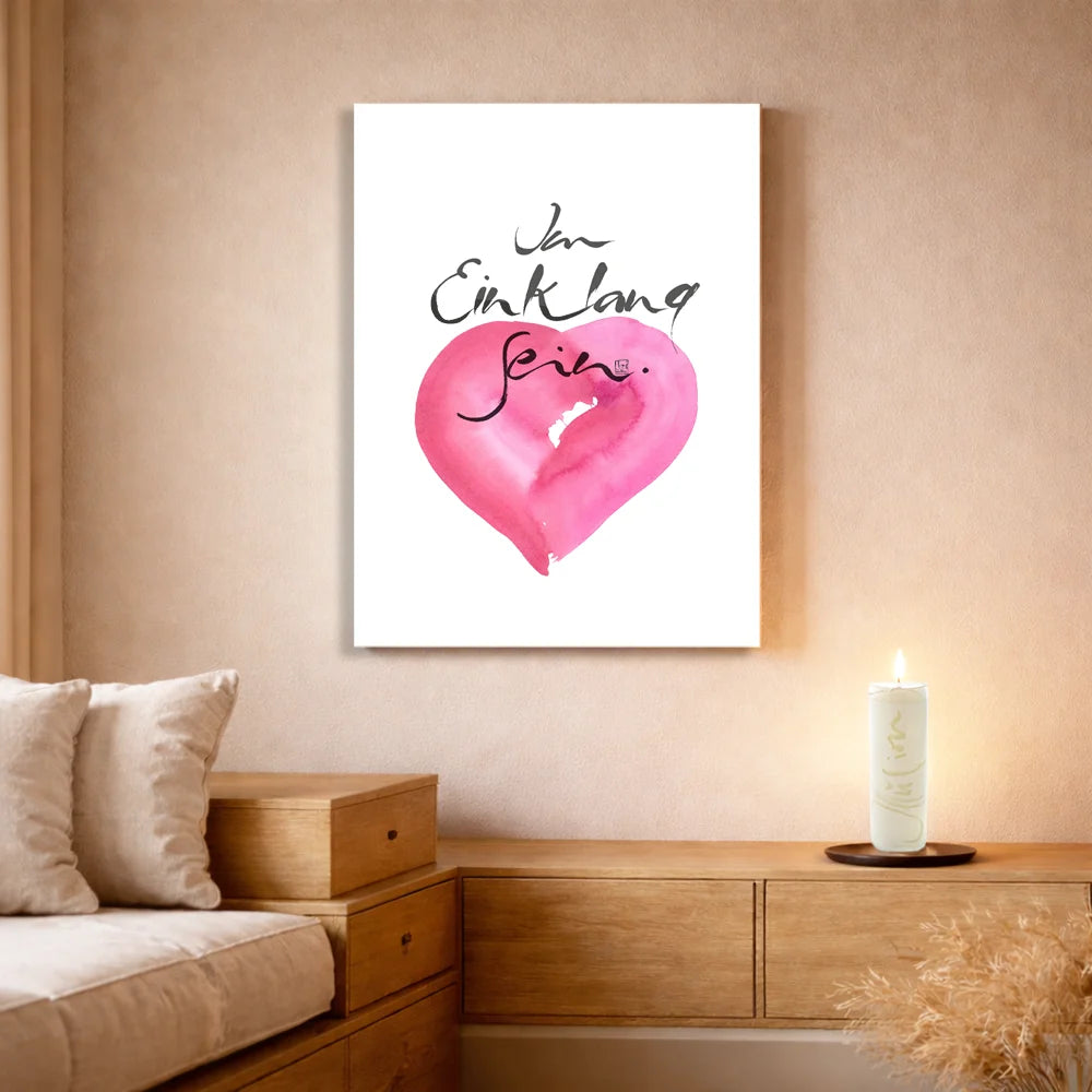 Handgemachte Leinwand „Im Einklang sein“ – Originaldruck und WIR Karte, Sign by Jwala®, inspirierende Wanddekoration, limitiertes Kunstwerk