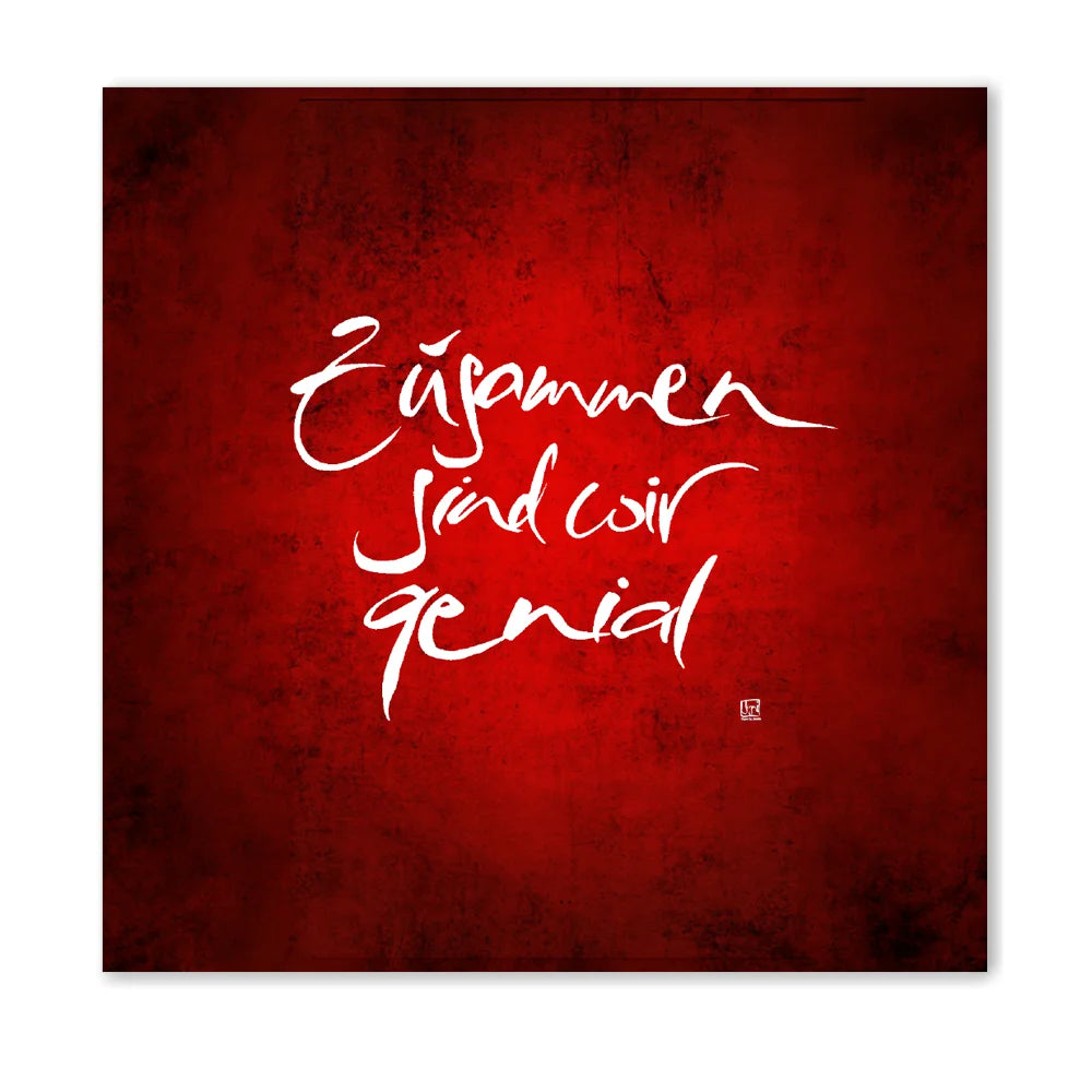 Luxus Leinwanddruck „Zusammen sind wir genial“ für Paare – Sign by Jwala®, exklusive Deko mit WIR Karte, liebevoll gefertigt, Einzelstück aus Tirol, Premium-Kunst für Harmonie und gemeinsame Ziele